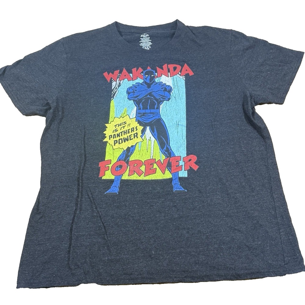 Marvel Black Panther Wakanda Forever T-Shirt Size XL Retro Comic Graphic Tee